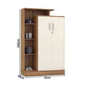 Armário Multiuso 2 Portas Com Chave Ambiente Elite Amêndola Touch Off White - Demóbile