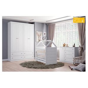 Quarto De Bebê Ambiente Americano 4 Portas Branco Hp - Henn