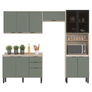 Cozinha Modulada Firenze Fi0002 Avena Menta - Demóbile