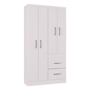Guarda Roupa Solteiro Milão 4 Portas Branco Brilho - Poquema