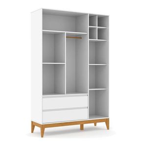 Berço Americano Unique E Guarda Roupa 3 Portas Nature Clean Branco Soft Eco Wood - Matic