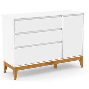 Berço Americano Unique E Cômoda Com Porta Nature Clean Branco Soft Eco Wood Com Colchão Ortobom