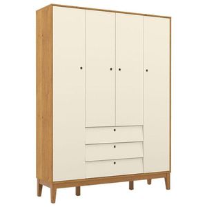 Guarda Roupa Infantil 4 Portas Unique Freijó Off White Eco Wood - Matic