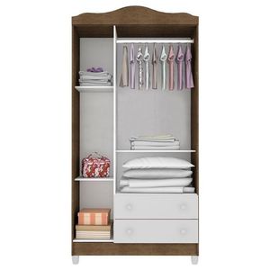 Guarda Roupa Infantil Ariel 3 Portas Branco Acetinado Amadeirado - Carolina Móveis