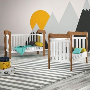 Quarto De Bebê Ariel 3 Portas Com Gaveteiro E Berço Americano Lila Branco Acetinado Amadeirado