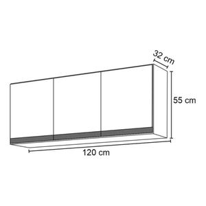 Armário Aereo 120cm 3 Portas Lavanderia Andreia Branco Ajl