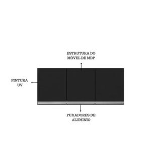 Armário Aereo 120cm 3 Portas Lavanderia Andreia Preto Ajl