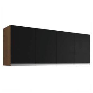 Armário Aereo 160cm 4 Portas Lavanderia Andreia Amendoa Preto Ajl