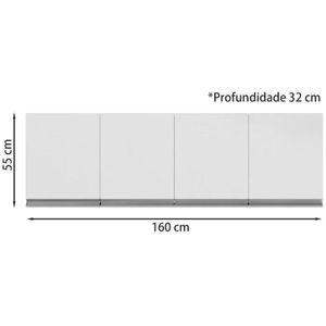 Armário Aereo 160cm 4 Portas Lavanderia Andreia Branco Ajl