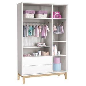 Guarda Roupa Infantil New Classic 3 Portas Branco Com Pés Madeira Natural - Reller
