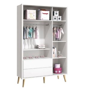 Guarda Roupa Infantil Theo 3 Portas Branco Acetinado Com Pés Madeira Natural - Reller