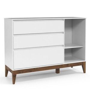 Cômoda Infantil Nature Clean Com Porta Branco Acetinado Eco Wood - Matic