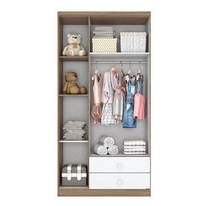 Cômoda E Guarda Roupa Infantil Pique-esconde Rústico Branco - Henn