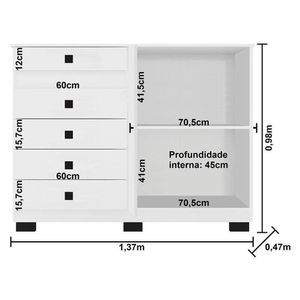 Cômoda Sapateira 2 Portas Ambiente 2352 Branco Flex - Araplac