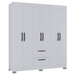 Guarda Roupa Casal Ambiente Tóquio 6 Portas Branco Brilho - Poquema