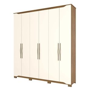 Guarda Roupa Casal Dallas 6 Portas Nature Off White - Henn