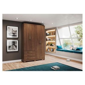 Guarda Roupa Solteiro Caju 4 Portas Castanho - Henn