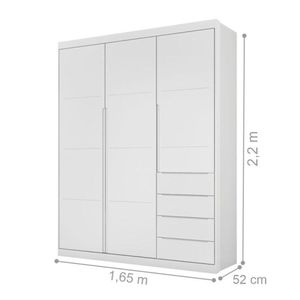 Guarda Roupa Infantil Diamante 3 Portas 4 Gavetas 100% Mdf Branco