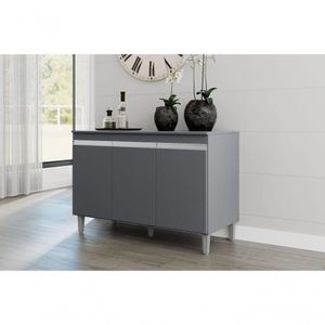 Balcão P/ Lavanderia 120cm Com Tampo 3 Portas Manu Cinza - Ajl