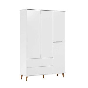 Guarda Roupa Infântil Com 3 Portas E 2 Gavetas Lunna Branco Acetinado