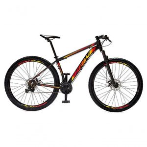 Bicicleta Aro 29 Krw Alumínio 27 Vel Freio Hidráulico Suspensão Dianteira S8 19 Preto-Amarelo E Vermelho