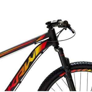 Bicicleta Aro 29 Krw Alumínio 27 Vel Freio A Disco Suspensão Dianteira S7 17 Preto-Amarelo E Vermelho