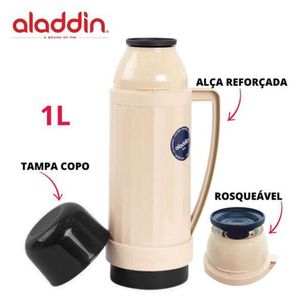 Garrafa Térmica Continental 1 Litro 3027 - Aladdin Bege E Preto