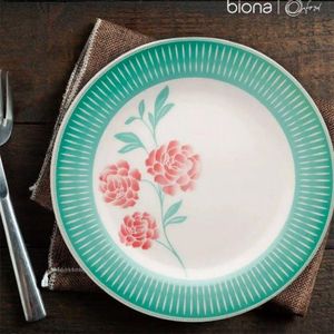 Prato Raso De Cerâmica 24cm Estampa Donna Bloom 1 Unidade - Biona 102489