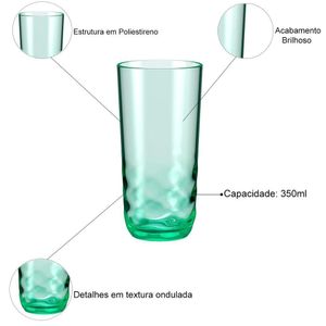 Copo Alto De Poliestireno 350ml Waze Coza - Brinox Verde Soft 20319/0529