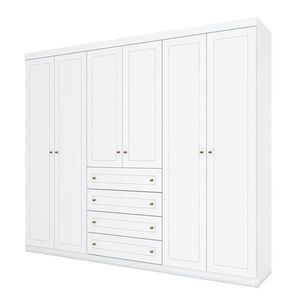 Guarda Roupa Casal Americano Com Cabeceira Luiza 140 Cm Branco - Henn