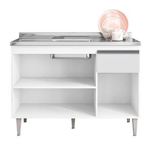 Balcão De Pia Tatiane 120 Cm Branco Brilho - Ajl