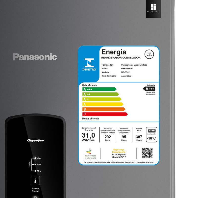 Geladeira Panasonic 387L Titânio NR-BT42