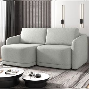 Sofá Cama Modulado Retrátil e Reclinável Decorativo Varsóvia 236cm Linho Cinza G33 - Gran Belo