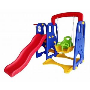 Playground Infantil 3x1 Crianças com Escorregador e Balanço Azul/Vermelho/Amarelo G31 - Gran Belo