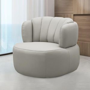 Kit 2 Poltronas Decorativas Mariele Sala de Estar Base Giratória Aço Couro Off White