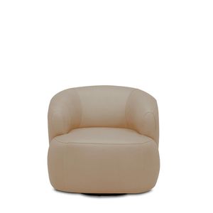 Poltrona Decorativa Verona Sala de Estar Base Giratória em Aço Couro Nude G88 - Gran Belo