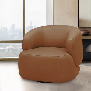 Kit 2 Poltronas Decorativas Verona Sala de Estar Base Giratória Aço Couro Conhaque