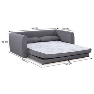 Sofá-Cama Queen 3 lugares Herval Cairo, Linho Cinza, 188 cm