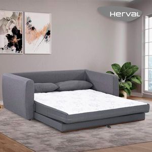 Sofá-Cama Queen 3 lugares Herval Cairo, Linho Cinza, 188 cm