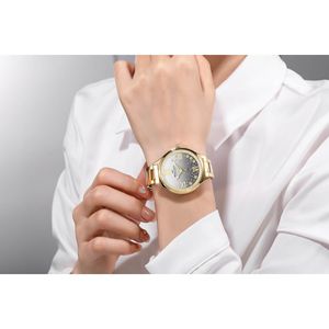 Relógio Backer Feminino Ref:12053145f Cz Fashion Dourado