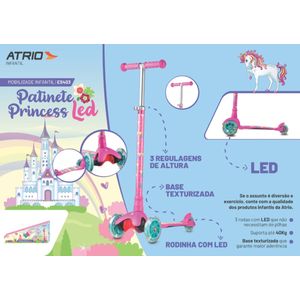 Patinete Infantil 3 Rodas Com Led Princesa Es403