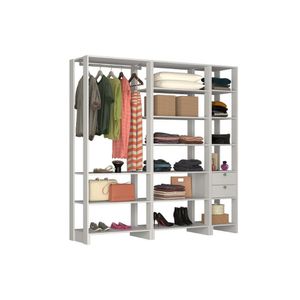 Closet Multi Yes Com Cabideiro 2 Gavetas e 14 Prateleiras Nova Mobile - Branco