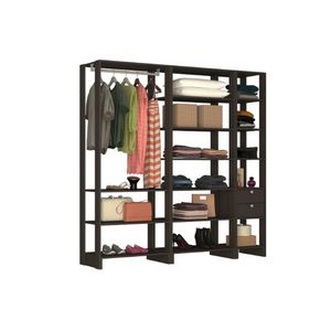 Closet Multi Yes Com Cabideiro 2 Gavetas e 14 Prateleiras Nova Mobile - Grafite Intenso