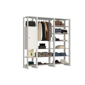 Closet Multi Yes Com Cabideiro Porta e 12 Prateleiras Nova Mobile - Branco