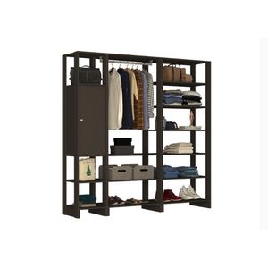 Closet Multi Yes Com Cabideiro Porta e 12 Prateleiras Nova Mobile - Grafite Intenso