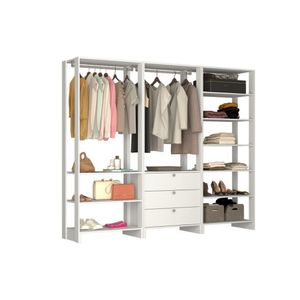 Closet Multi Yes Com 2 Cabideiros 3 Gavetas e 10 Prateleiras Nova Mobile - Branco