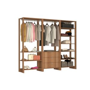 Closet Multi Yes Com 2 Cabideiros 3 Gavetas e 10 Prateleiras Nova Mobile - Montana