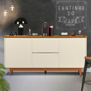 Buffet Cantinho Do Café 2 Portas 2 Gavetas Off White Freijó Flex Figueira Jm Móveis