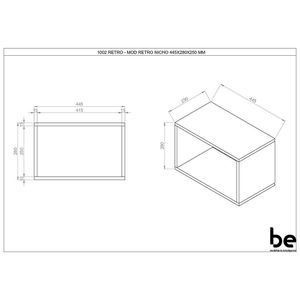 Nicho aéreo 45x28x25cm Be mobiliario - Branco com Azul