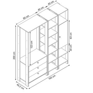 Closet Multi Yes Com Cabideiro 3 Gavetas Porta e 10 Prateleiras Nova Mobile - Grafite Intenso